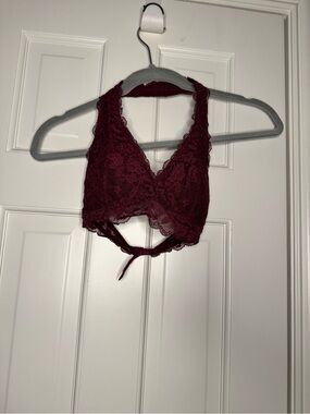 Halter Lace Bralette in Deep Burgundy